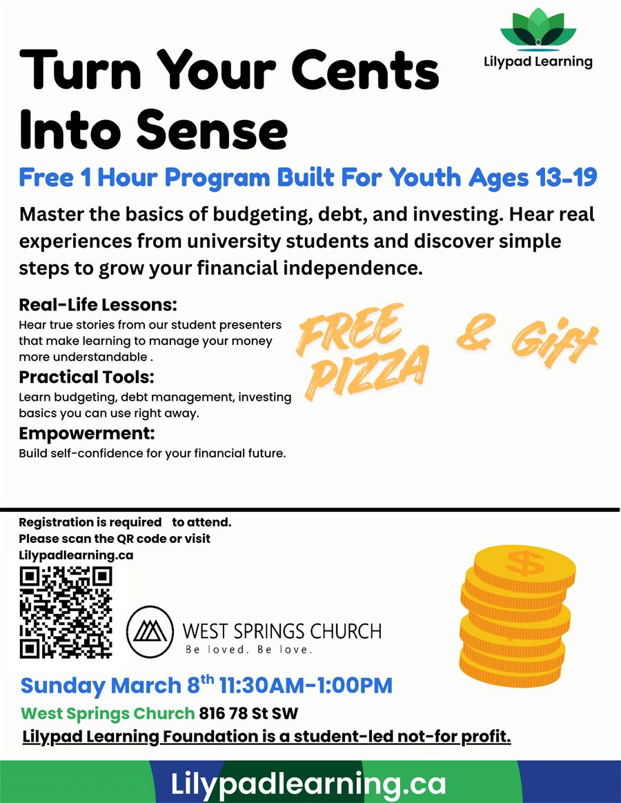Flyer for Money Moves, a three-week program with Calgary Newcomers Guide and Children's Cottage Society
